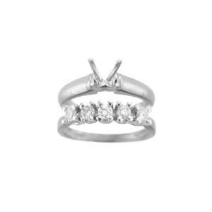   Wedding Band & Contour Engagement Ring in 18K White Gold 6.5: Jewelry