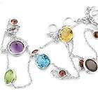 ASSORTED MULTICOLORED GEMSTONES 14k WHITE GOLD STATION NECKLACE BY THE 