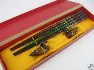 Chinese Usable red wood carved mandarin duck chopsticks  