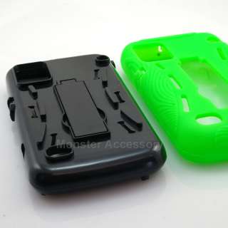 Green Kickstand Double Layer Hard Case Gel Cover for ZTE Warp N860 
