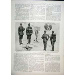  Military Uniform German Service Army Old Print 1901
