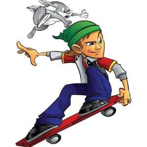  Skateboarder jumping with his rabbit wall decal
