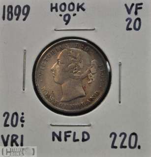 1899 Hook 99 Newfoundland 20 cent graded VF 20  
