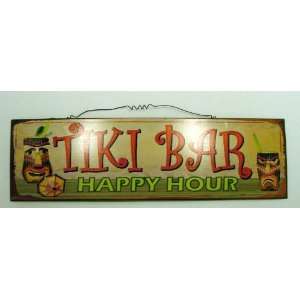    Tropical Tiki Gods Bar Happy Hour Wall Plaque