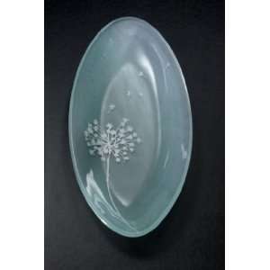 Nature Series Dandelion oval tray Handmade glass 12 x 5 1/4 oval tray 