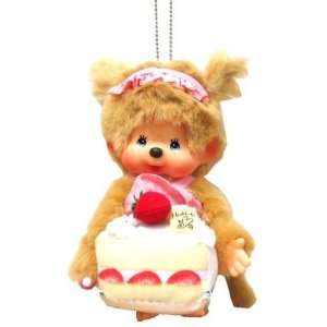   Shop Monchhichi Strawberry Cake Keychain Plush Doll: Toys & Games
