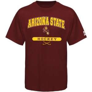  Russell Arizona State Sun Devils Maroon Hockey T shirt 