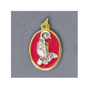  Confirmation Pendant   Mitre and Staff   Red Background 