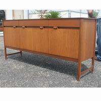 6ft Vintage Danish Style Sideboard Credenza Bar Cabinet  