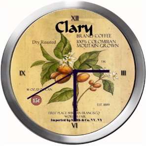 CLARY 14 Inch Coffee Metal Clock Quartz Movement  Kitchen 