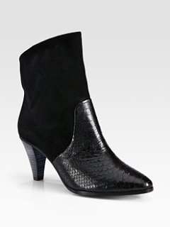 Rebecca Minkoff   Bethany Suede and Python Print Leather Ankle Boots
