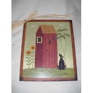   Outhouse with Dog Country Bathroom Sign Bath Decor: Home & Kitchen