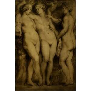  The Three Graces by Sir Peter Paul Rubens, 17 x 20 Fine 