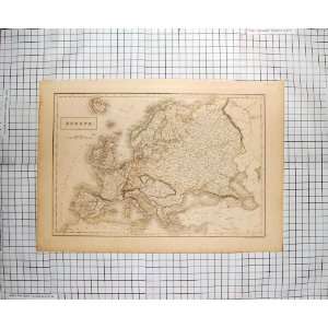    HALL ANTIQUE MAP 1846 EUROPE FRANCE SPAIN PORTUGAL