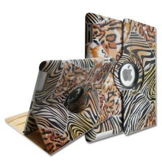 Zebra Pattern iPad 2 360°Rotating Magnetic Leather Case Smart Cover w 