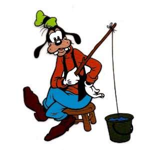 Goofy fishing with fishing pole in bucket Disney Iron On Transfer for 