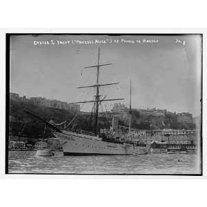   yacht of Prince of Monaco,castle in background,Monaco