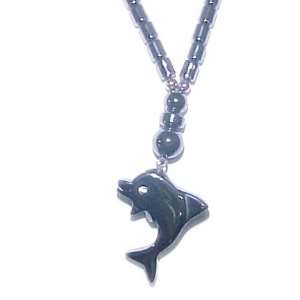  Polished Hematite Dolphin Necklace 