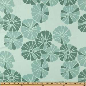  44 Wide Del Hi Flora Teal Fabric By The Yard: Arts 