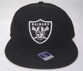 Blk Oakland Raiders Flatbill Fitted Cap Red Wt Blue NFL  