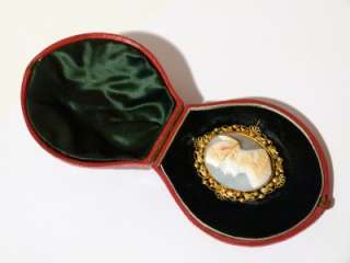 Antique Georgian NAPOLEON French CAMEO BROOCH Boxed Cannetille GOLD 