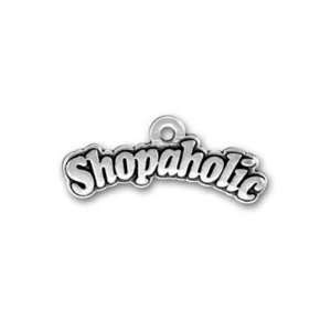  Sterling Silver Message Charm Stamped Shopaholic 25mm 
