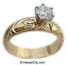 Hawaiian 5mm 14k Gold 1/2 CT Engagement Ring  