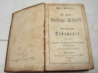 ANTIQUE GERMAN LEATHER BIBLE 1836 IMPRINT NEW YORK NY  
