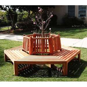  Forever Redwood 10 Ft Hexagonal Tree Bench Patio, Lawn 