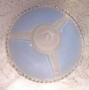   OLD PASTEL BLUE FROSTED CEILING SHADE GLASS LIGHT 3 CHAIN HOLE  