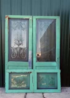 Set of Etched Glass Doors & Transom window  