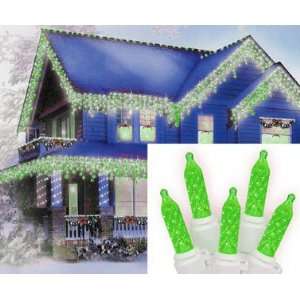  70 Green LED M5 Icicle Christmas Lights   White Wire: Home & Kitchen