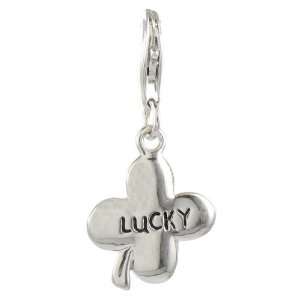   Charms Silver Plated Lucky Four Leaf Clover Clip on Charm Jewelry