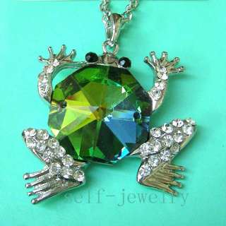 Diamante frog pendant long Necklace 27  