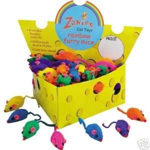  Zanies Cheese Wedge Box w/ 60 Rainbow Mice Cat Toys 