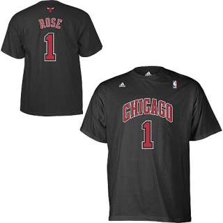   Bulls Derrick Rose Black Game Time Name and Number T Shirt  