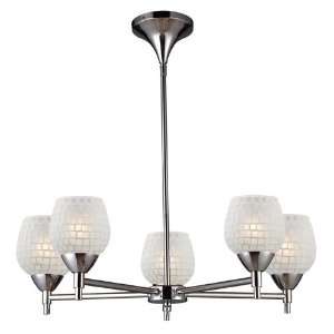 CELINA 5 LIGHT CHANDELIER IN POLISHED CHROME AND WHITE GLASS W:28 H:8 