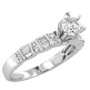  0.94 Ct Tw GIA Certified Diamond Engagement Ring 18k White 