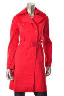 FAMOUS CATALOG Red Trench Double Breasted Coat Belted Misses S  