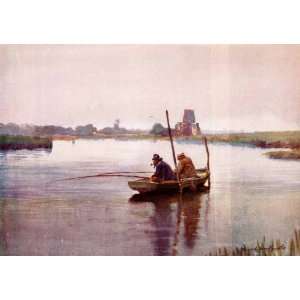  1906 Print Frank Southgate Fishing St Benets Boat River Marsh 