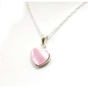  925 Silver Pink Mother Of Pearl Heart Pendant,18 Chain Jewelry