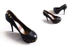 Womens Business Wear Studded Super High Heels Platform Classic Pumps 