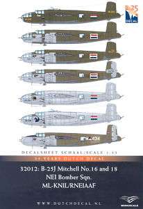 Dutch Decals 1/32 B 25 MITCHELL Netherlands East Indies  