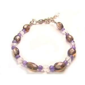 BA6787F Natural Smokey Quartz Oval Shape Cutting with Amethyst and 
