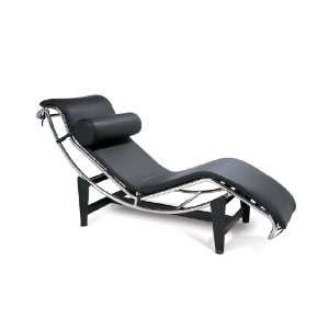 Le Corbusier LC4 Style Chaise Lounge in White or Black Leather:  