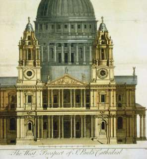 1755 Toms Antique Print of St Pauls Cathedral, London  