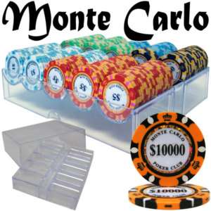 200 Clay Monte Carlo 14 Gram poker chip set w/Tray New  