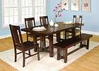   Espresso Extendable Dining Table with Four Chairs & Matching Bench