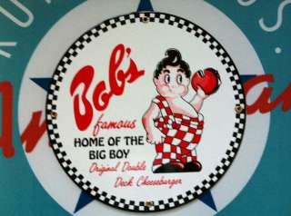 classic BOBS FAMOUS   HOME OF THE BIG BOY porcelain coated metal sign 