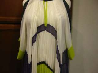 BCBG MAX AZRIA RUNWAY Zuzanna Dress COLOR BLOCKED sunburst pleating 